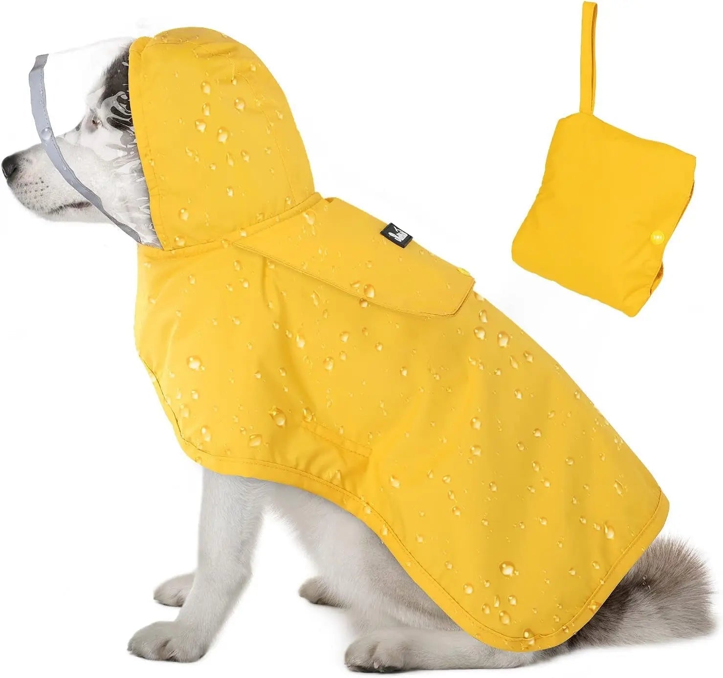 Pet Raincoat with Clear Hood Reflective Trim Wags & Whiskers Pet Supply