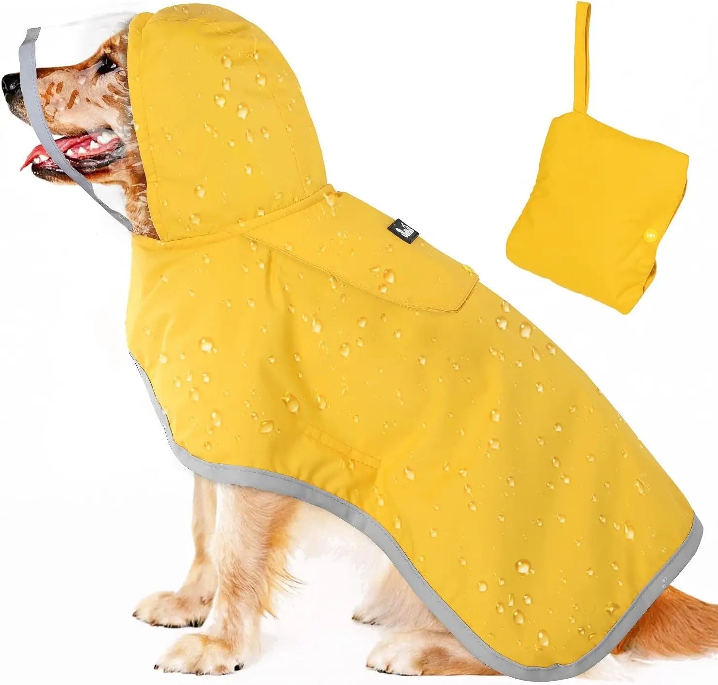 Pet Raincoat with Clear Hood Reflective Trim Wags & Whiskers Pet Supply