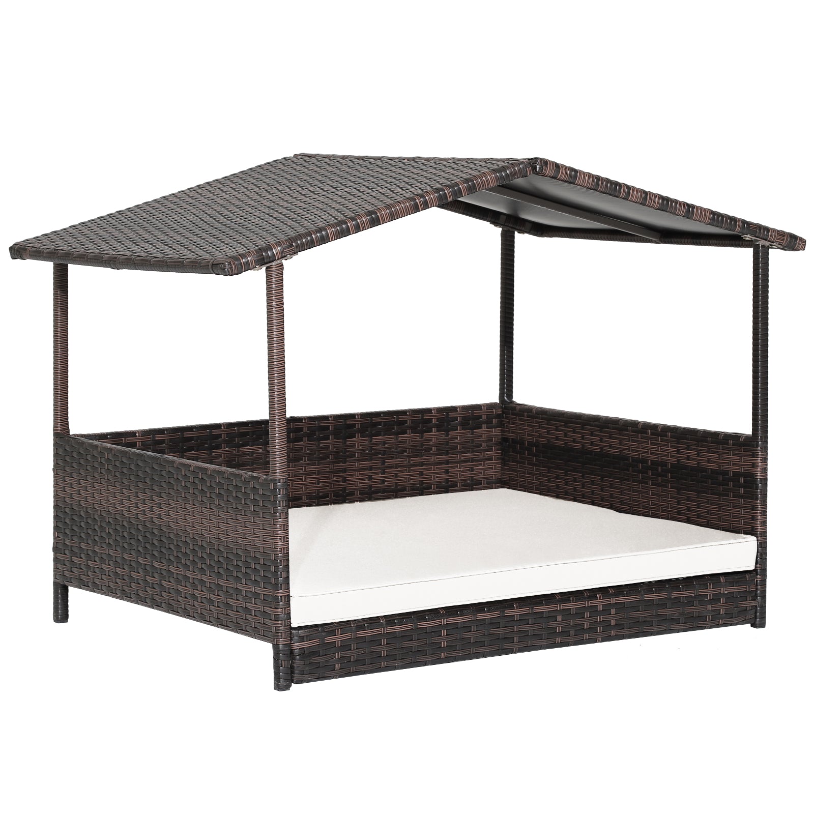 Wicker Dog House with Waterproof Roof and Washable Cushion Cover DirectDeals