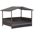 Wicker Dog House with Waterproof Roof and Washable Cushion Cover DirectDeals