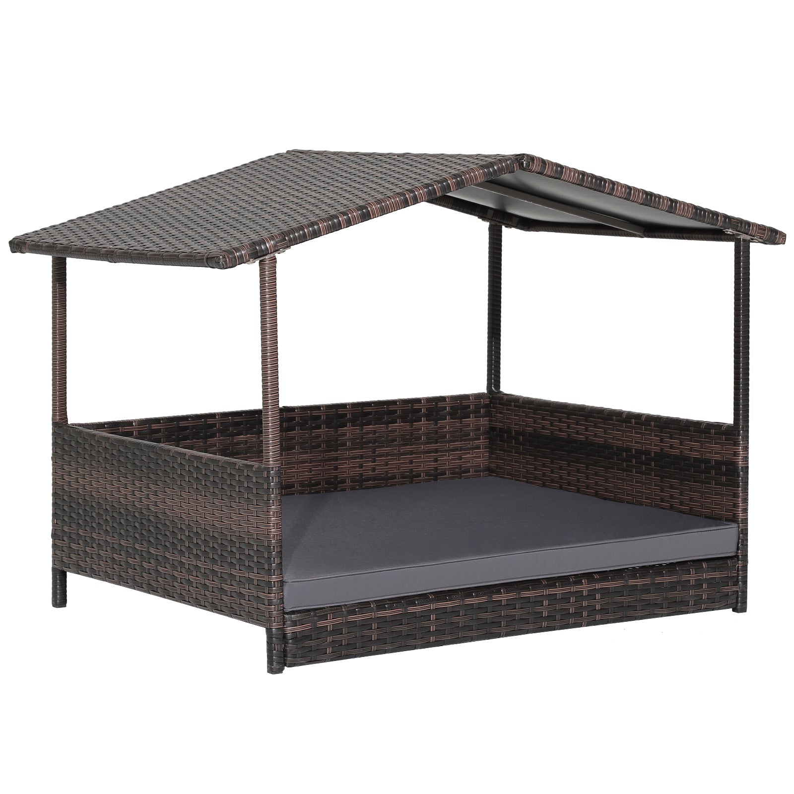 Wicker Dog House with Waterproof Roof and Washable Cushion Cover DirectDeals