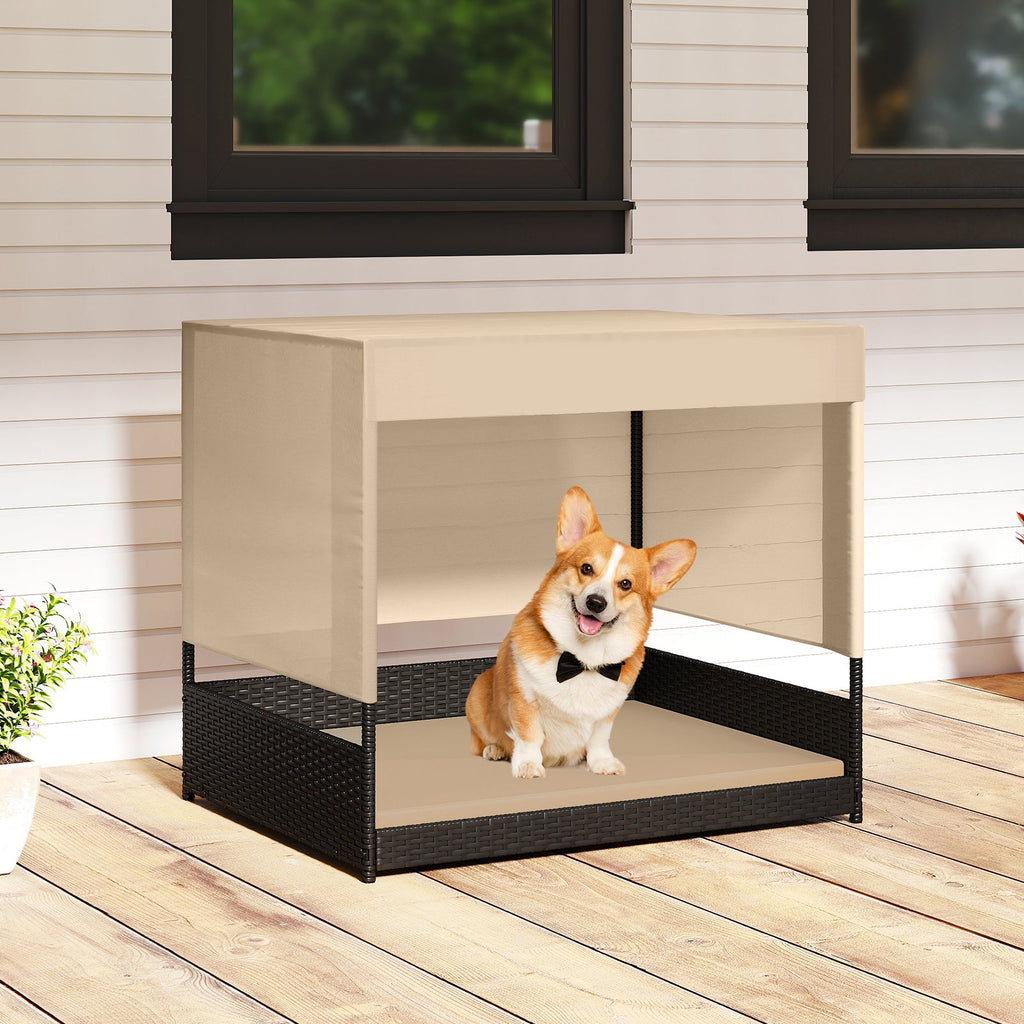 Elevated Wicker Dog House for Small to Medium Breeds-Black DirectDeals