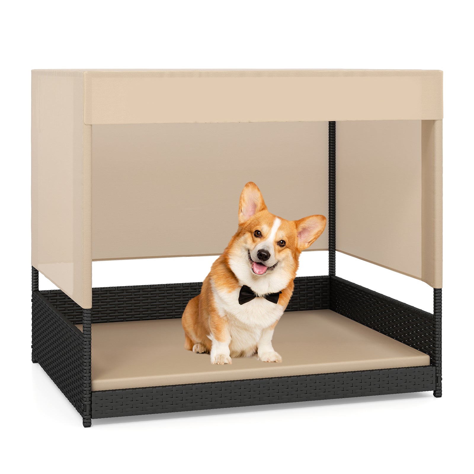 Elevated Wicker Dog House for Small to Medium Breeds-Black DirectDeals