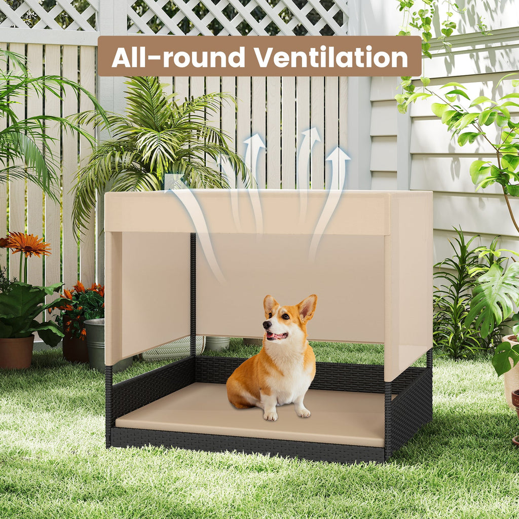 Elevated Wicker Dog House for Small to Medium Breeds-Black DirectDeals