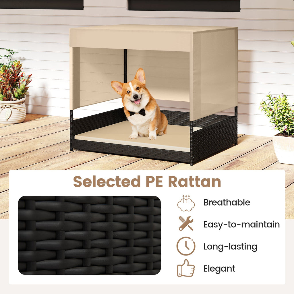 Elevated Wicker Dog House for Small to Medium Breeds-Black DirectDeals
