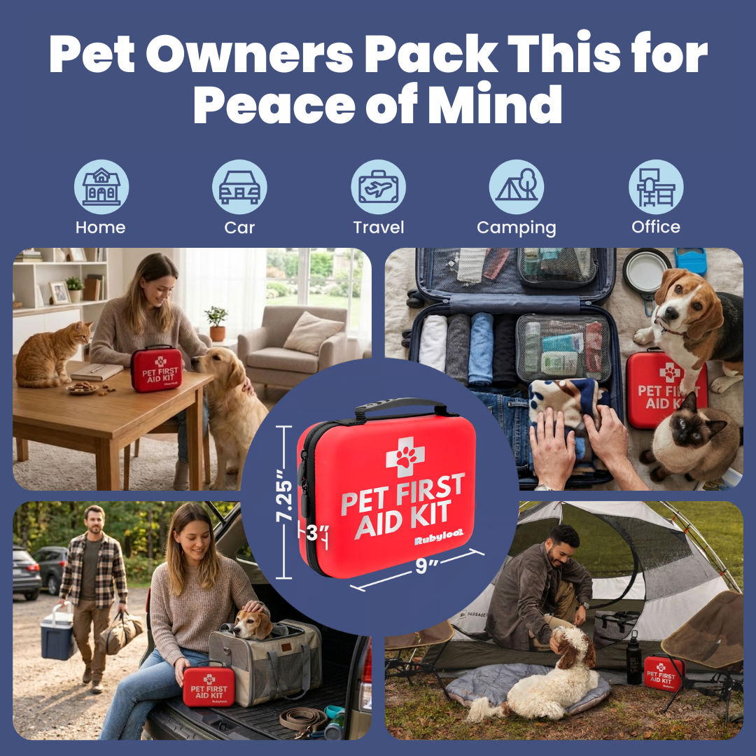 Pet First Aid Kit (Dogs & Cats) with Vet-Approved Essentials Rubyloo