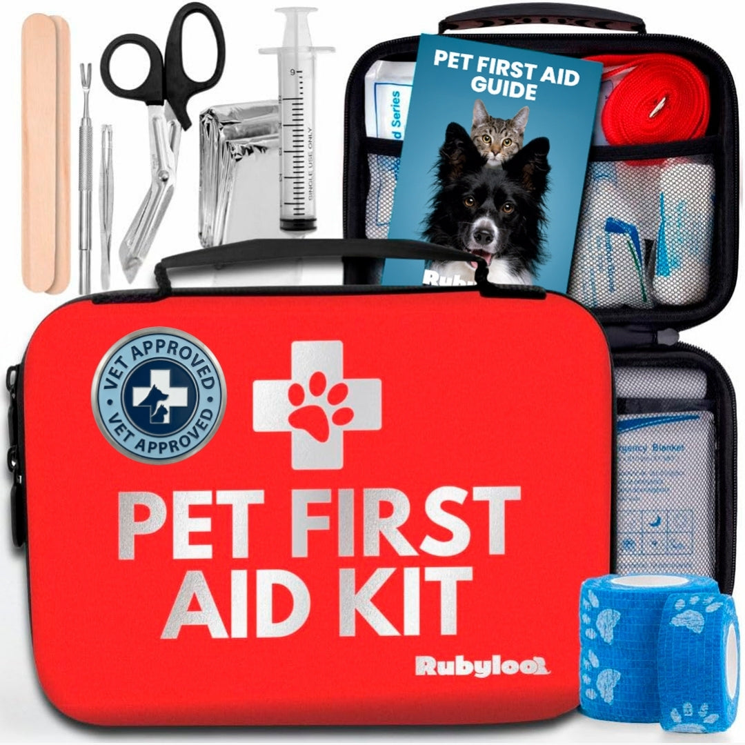 Pet First Aid Kit (Dogs & Cats) with Vet-Approved Essentials Rubyloo