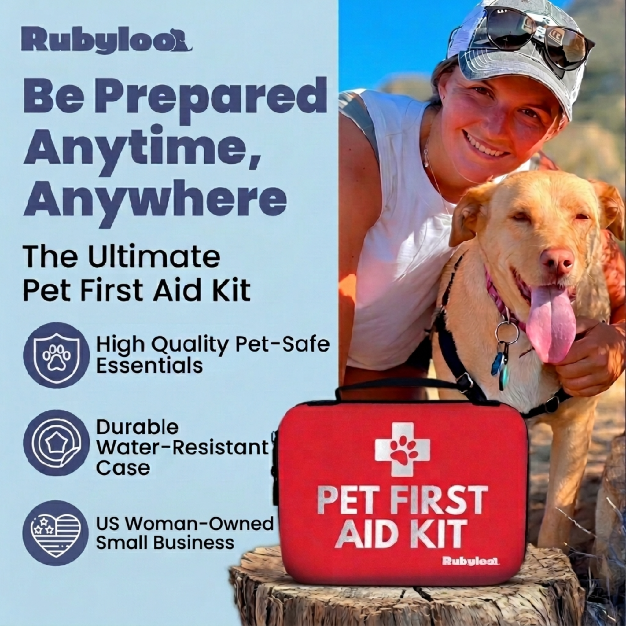Pet First Aid Kit (Dogs & Cats) with Vet-Approved Essentials Rubyloo