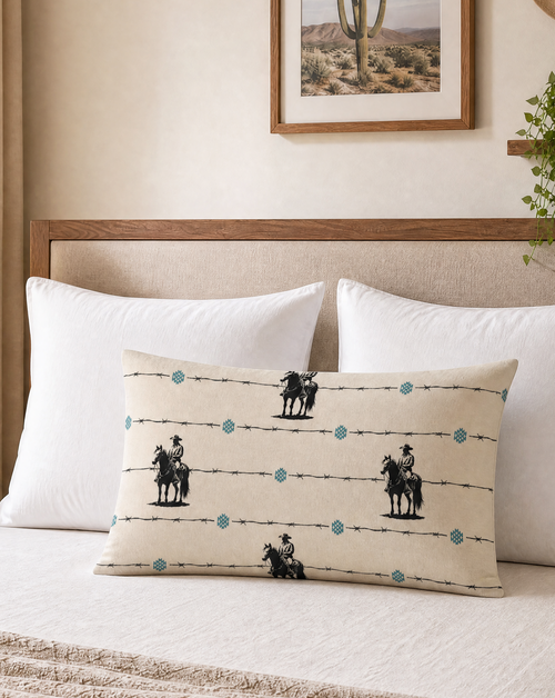 Baha Ranch Saddle Up Pillow Case Beige Made in America Baha Ranch Western Wear