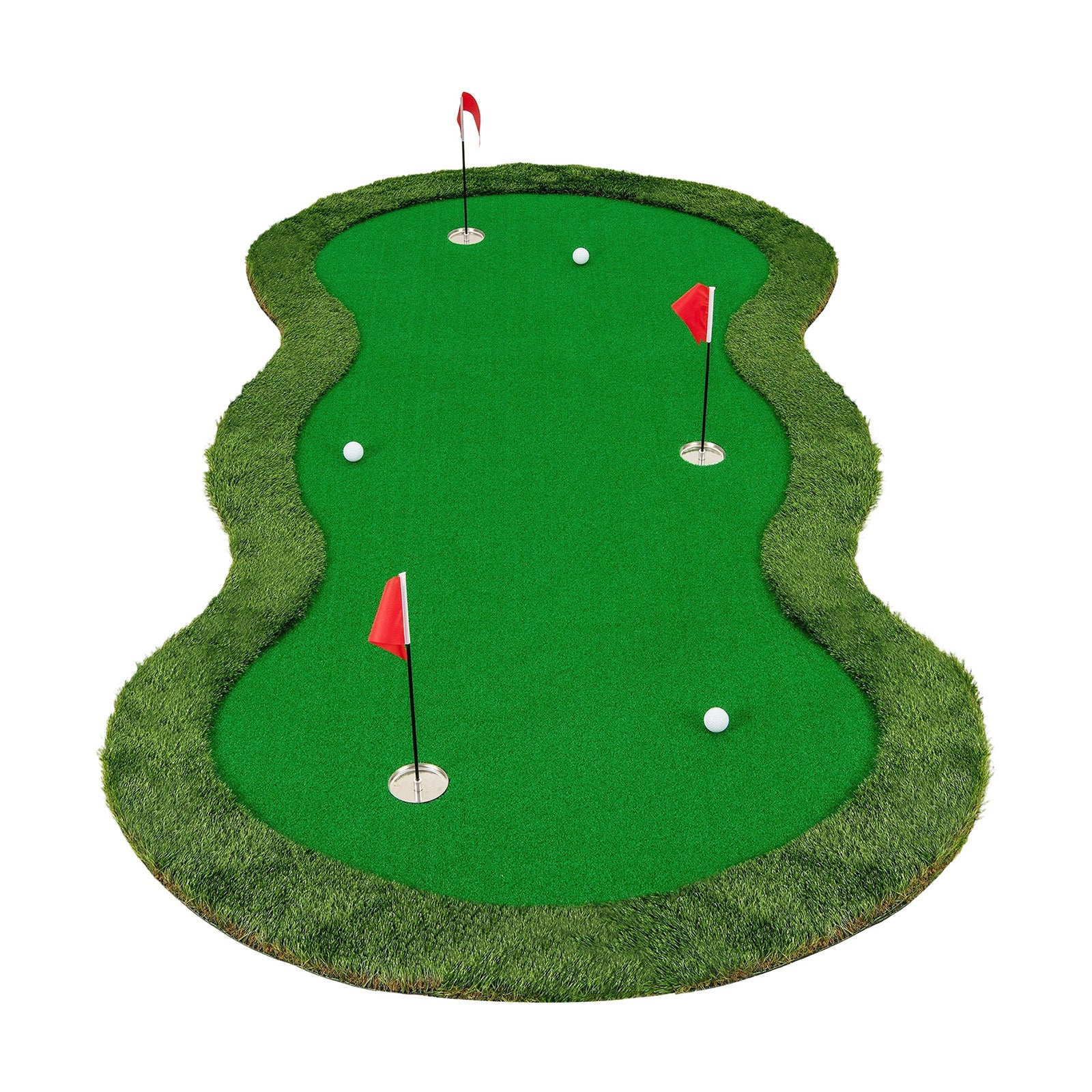 5 x 10 Feet Golf Practice Putting Green Mat with 3 Holes and Golf Balls for Home Office Backyard DirectDeals