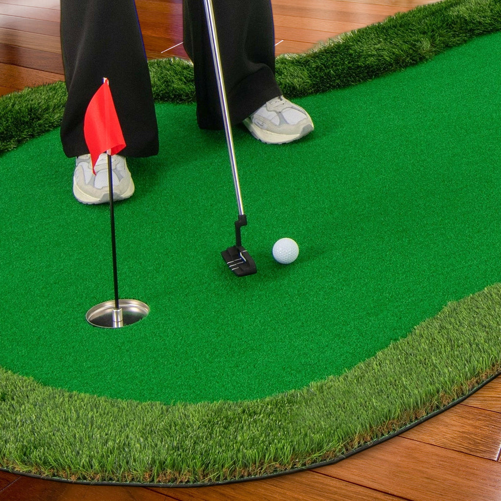 5 x 10 Feet Golf Practice Putting Green Mat with 3 Holes and Golf Balls for Home Office Backyard DirectDeals