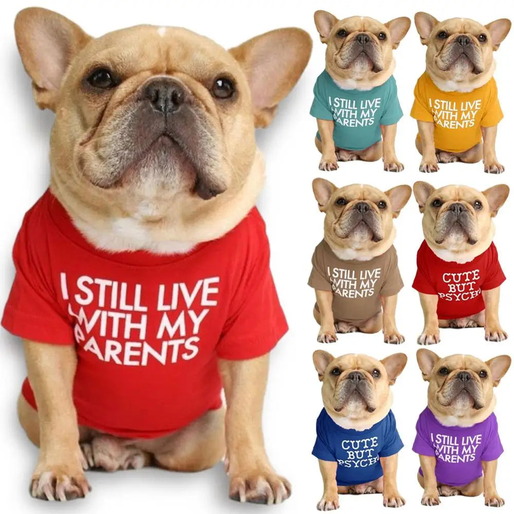 Quality Breathable Summer/Spring Dog Clothes Soft Letters Printed French Bulldog Pet Clothes New Fashion T-shirt For Dog Hoopreety Pet Fashion Store