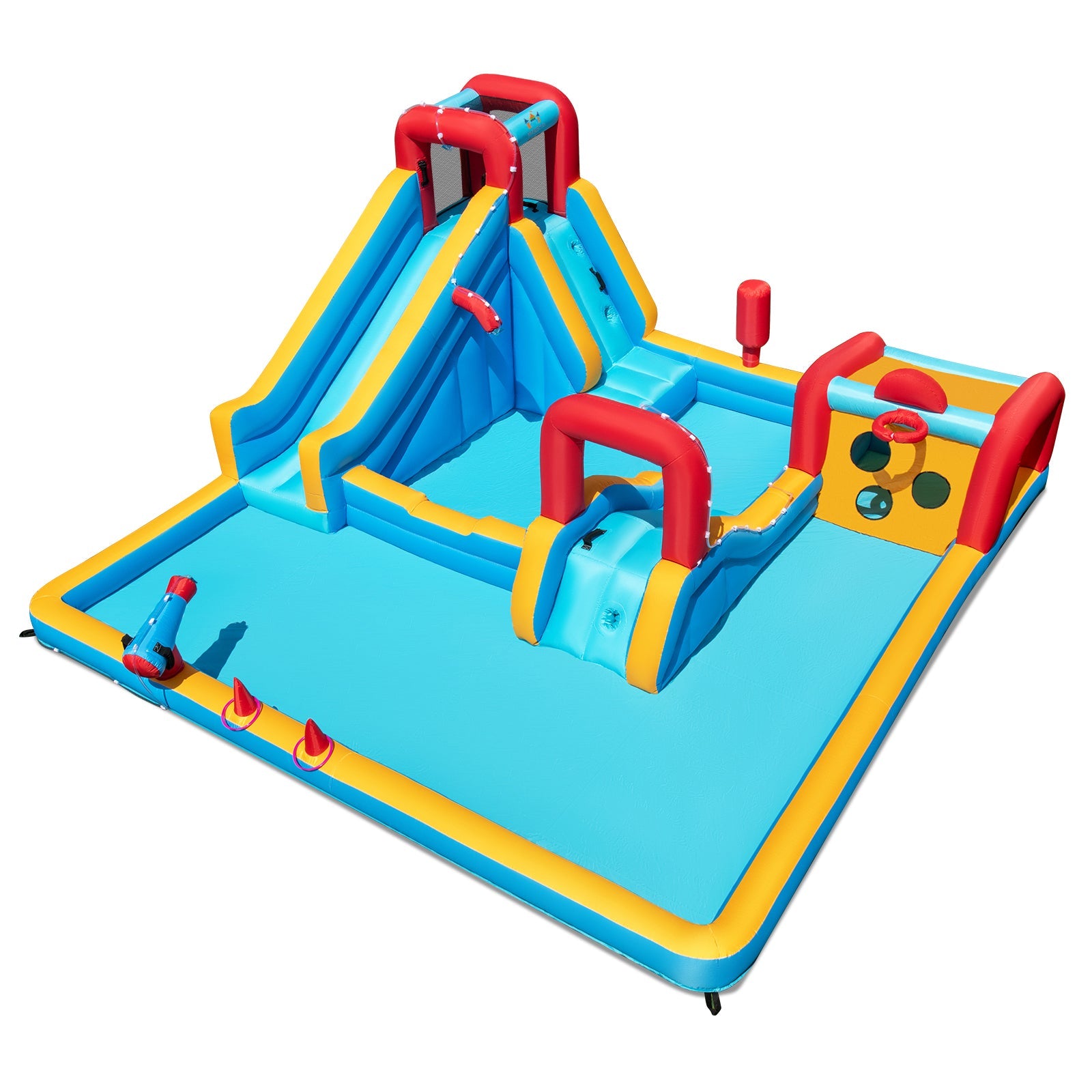 Inflatable Double Water Slide Park 9-in-1 Giant Bounce House Blower Excluded DirectDeals