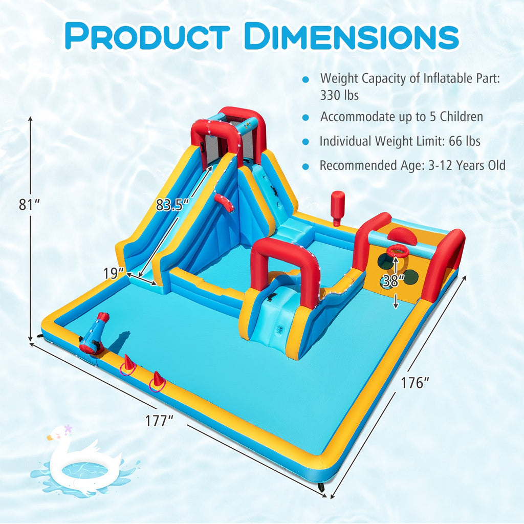 Inflatable Double Water Slide Park 9-in-1 Giant Bounce House Blower Excluded DirectDeals