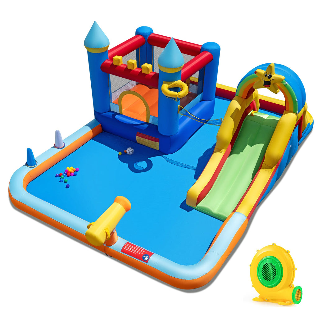 Inflatable Water Slide Park Bouncy Castle with Climbing Wall with Blower DirectDeals