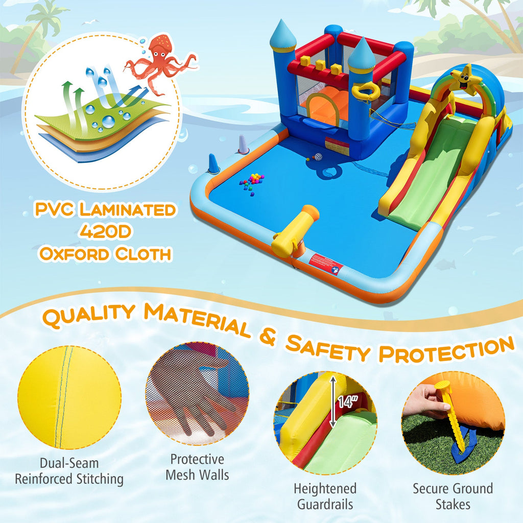 Inflatable Water Slide Park Bouncy Castle with Climbing Wall with Blower DirectDeals
