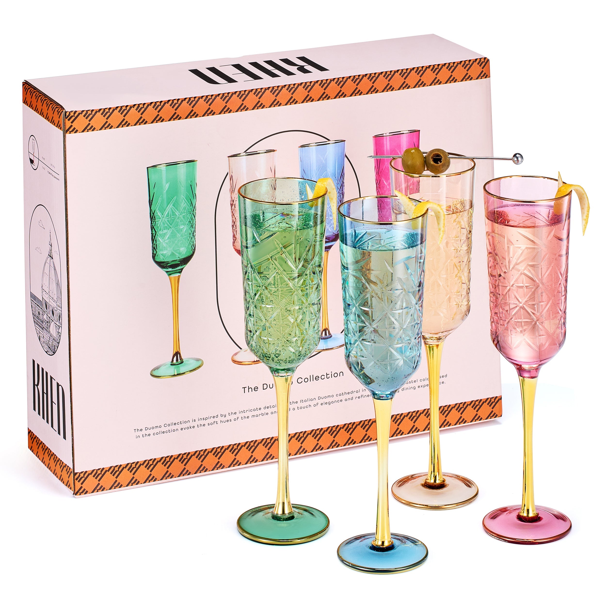 Duomo Champagne Flute Glassware, Set of 4 Khen Site