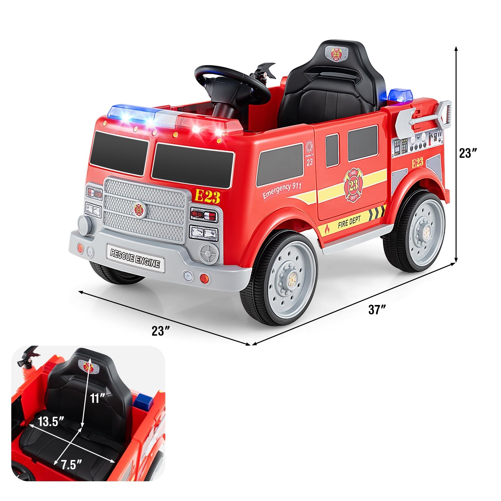 Kids Ride on Fire Truck with Remote Control and Extinguisher GBruno Store