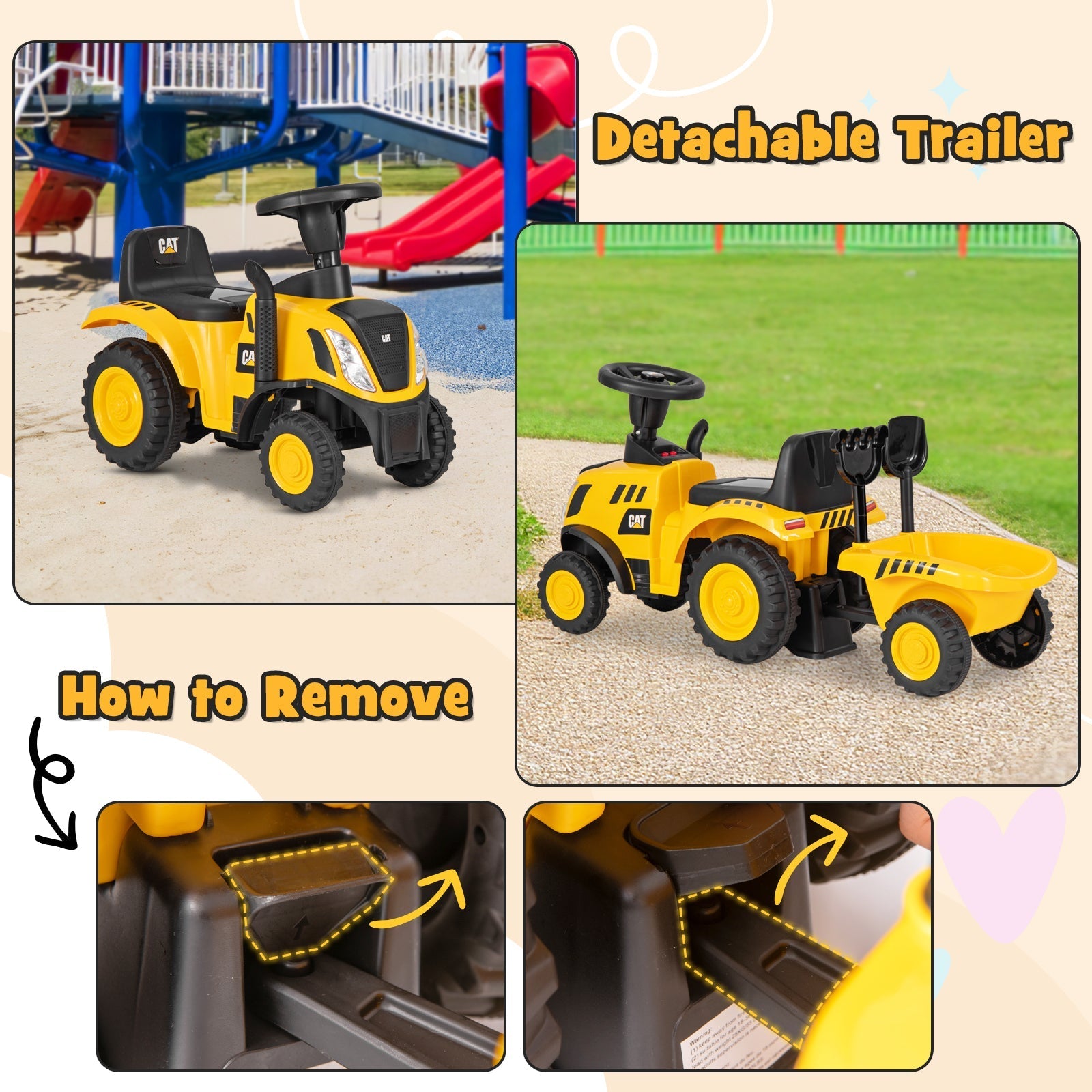Caterpillar Tractor-Licensed w/ Detachable Trailer GBruno Store
