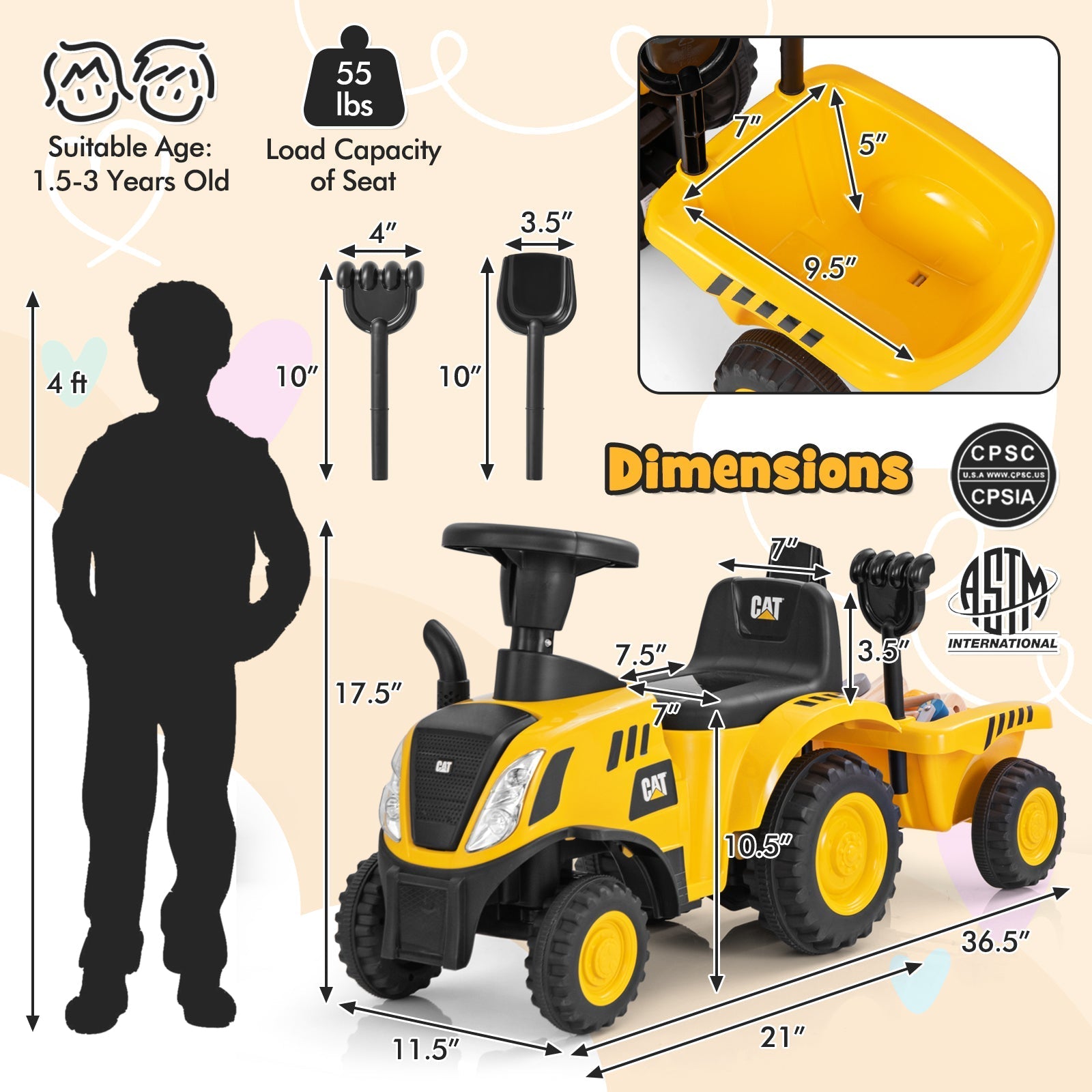 Caterpillar Tractor-Licensed w/ Detachable Trailer GBruno Store