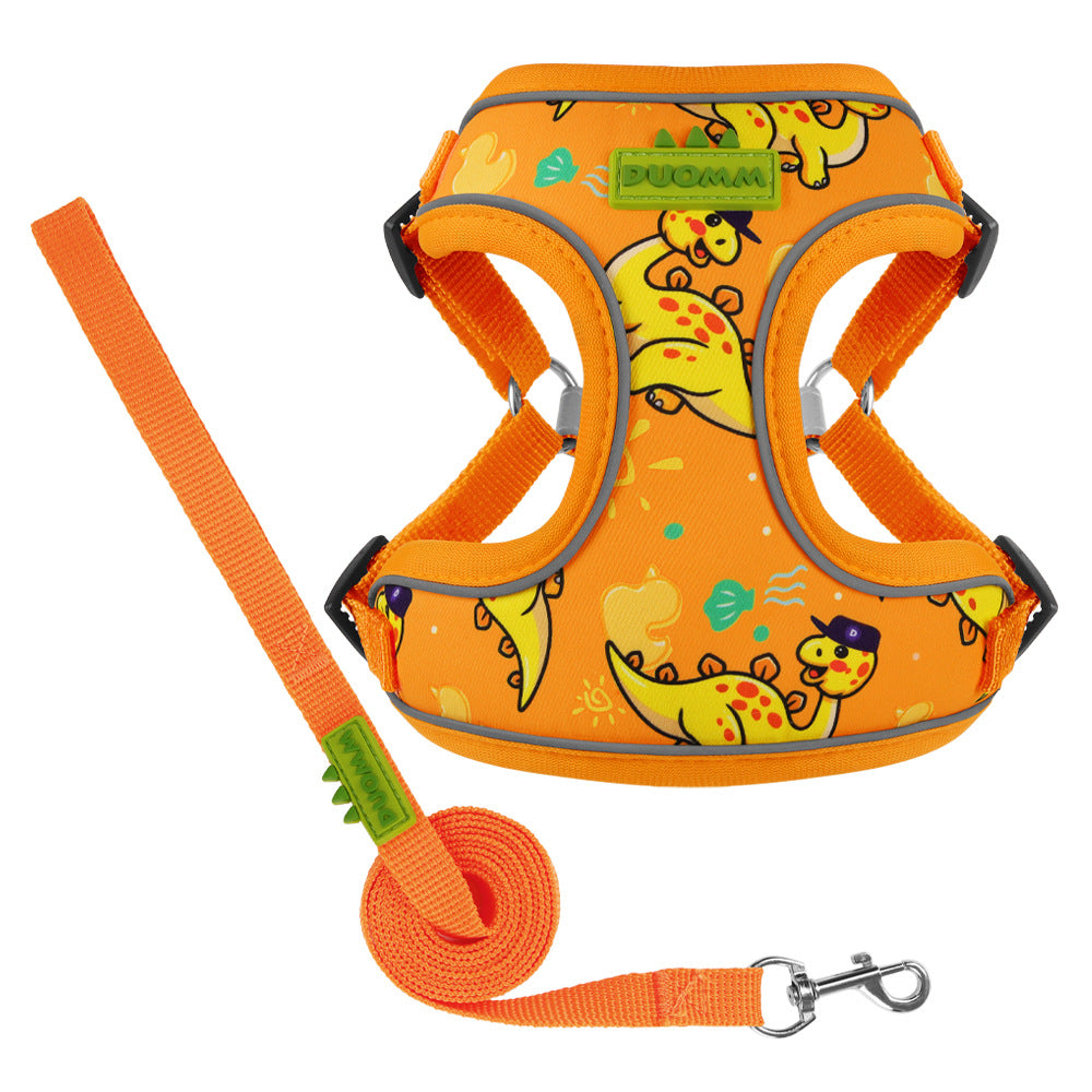 Cute Dinosaur Dog Harness & Leash Set – Breathable Adjustable Pet Vest Harness Jane's Pet Boutique
