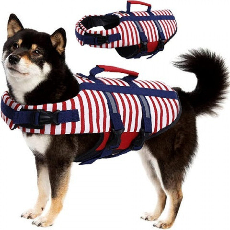 Dog Life Jacket – Striped Design with Safety Handle Jane's Pet Boutique