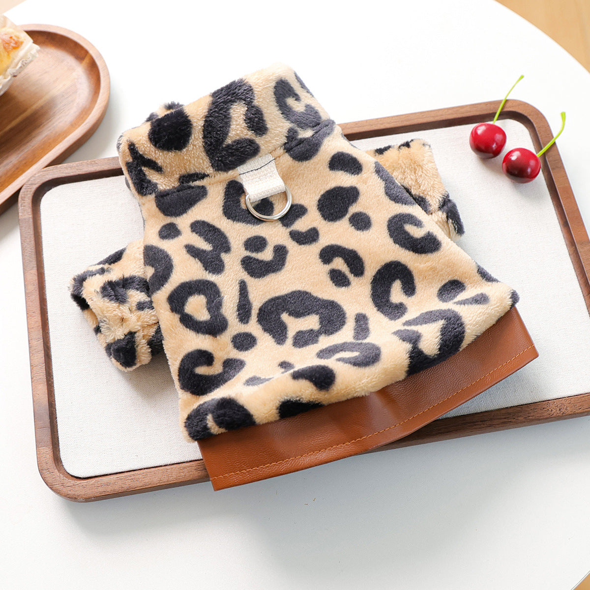 Leopard Plush Dog jacket Jane's Pet Boutique