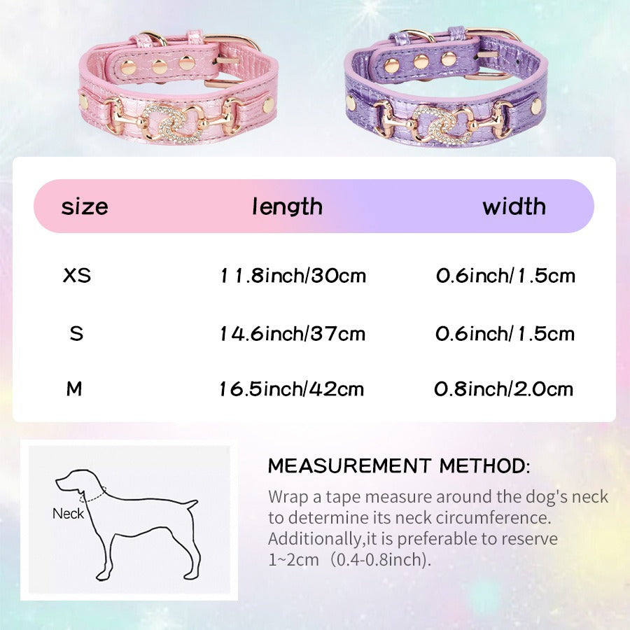 Luxury Crystal Heart Dog Collar – Pink & Purple Croc Texture Jane's Pet Boutique