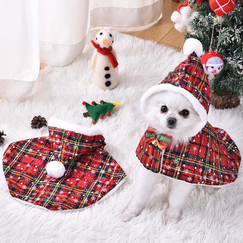 Christmas Tartan Hooded Cape for Dogs & Cats Jane's Pet Boutique