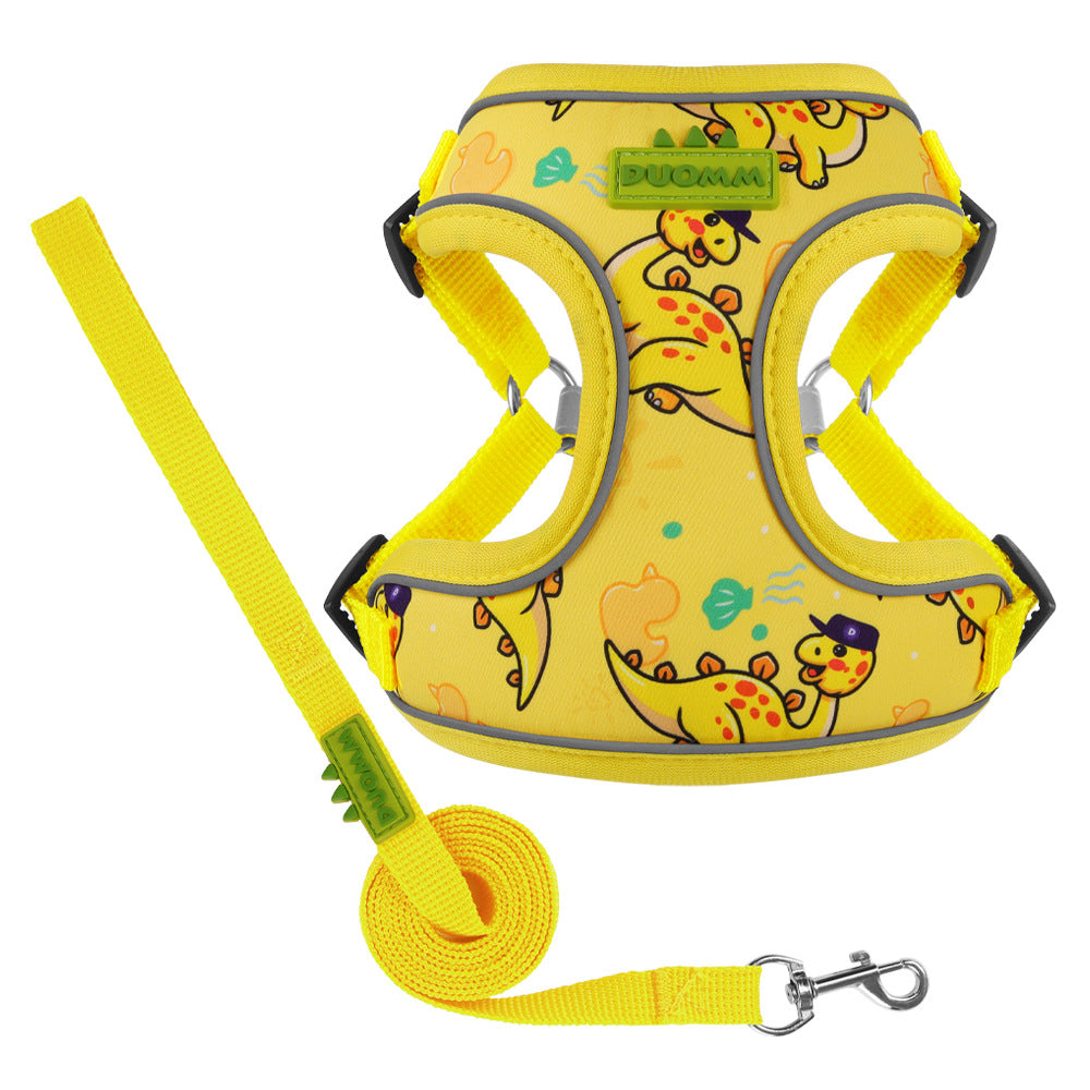 Cute Dinosaur Dog Harness & Leash Set – Breathable Adjustable Pet Vest Harness Jane's Pet Boutique