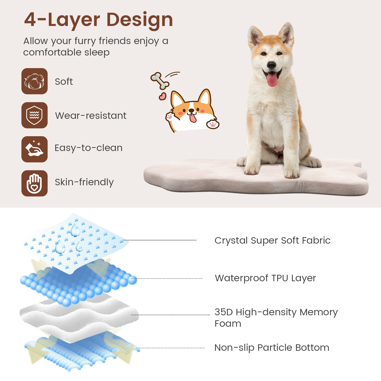 Orthopedic Dog Bed with Memory Foam Support for Large Dogs DirectDeals