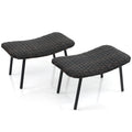 All Weather Outdoor Ottomans Set Patio Footrest Seats Set with Sturdy Metal Legs -Brown DirectDeals