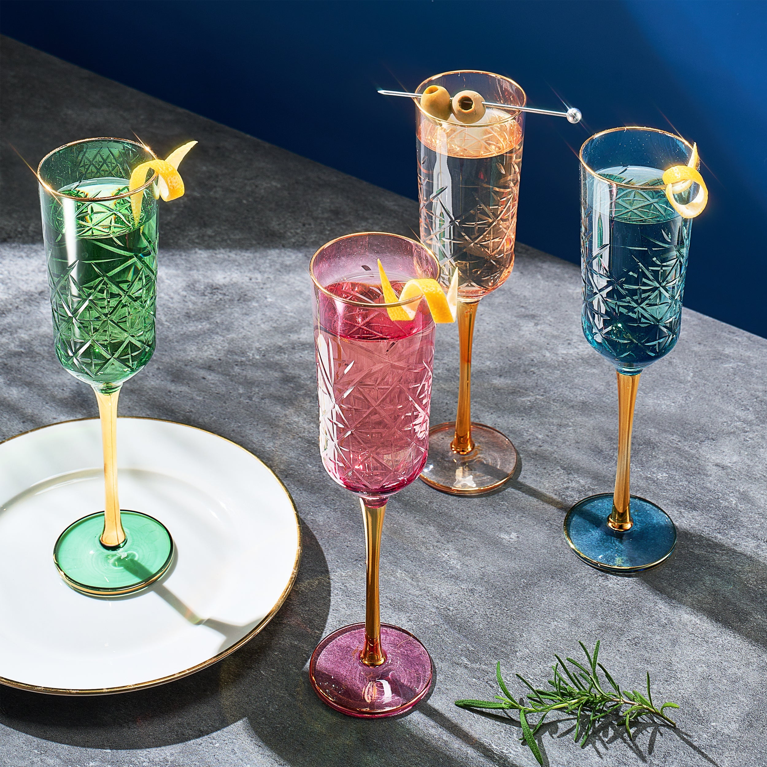 Duomo Champagne Flute Glassware, Set of 4 Khen Site