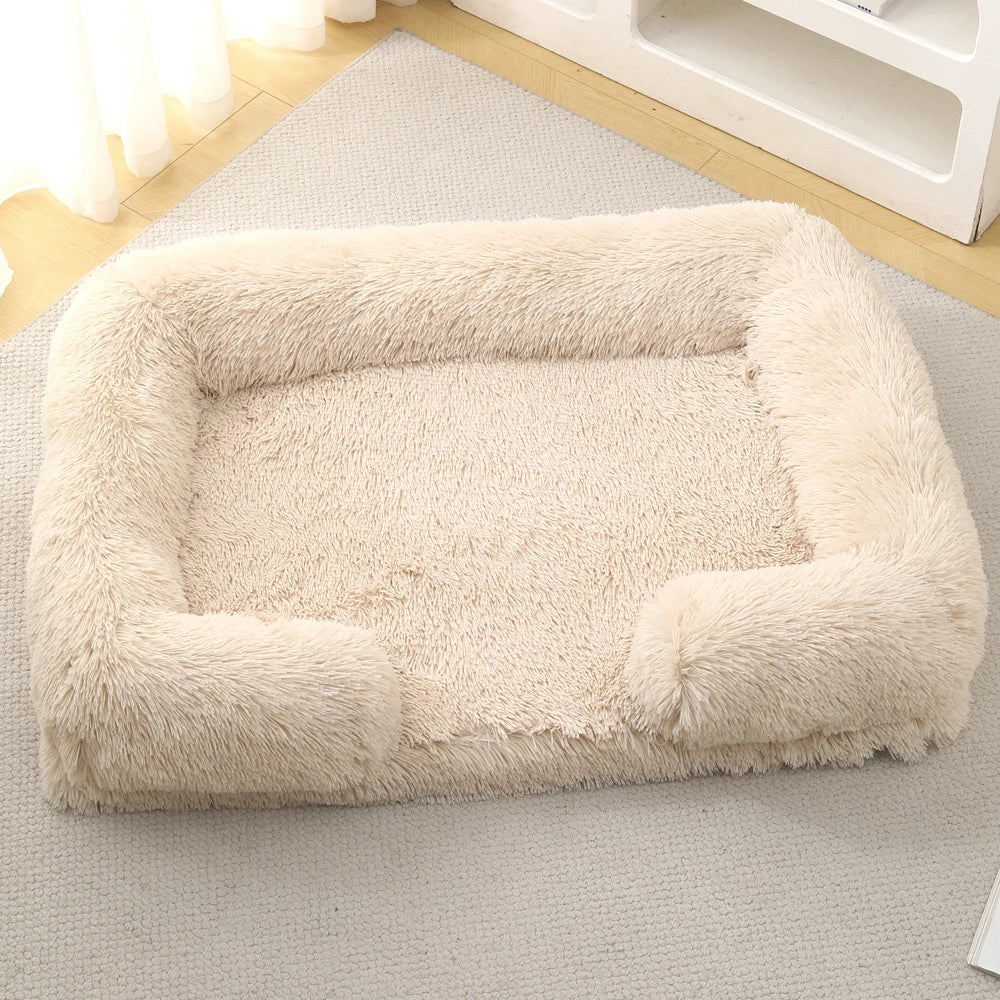 Cozy Plush Dog Sofa Bed Square Beds Washable Warm Pet Cushion Orthopedic Faux Fur Memory Foam Lounger Fluffy with Remove Cover IMHABBA Official Store