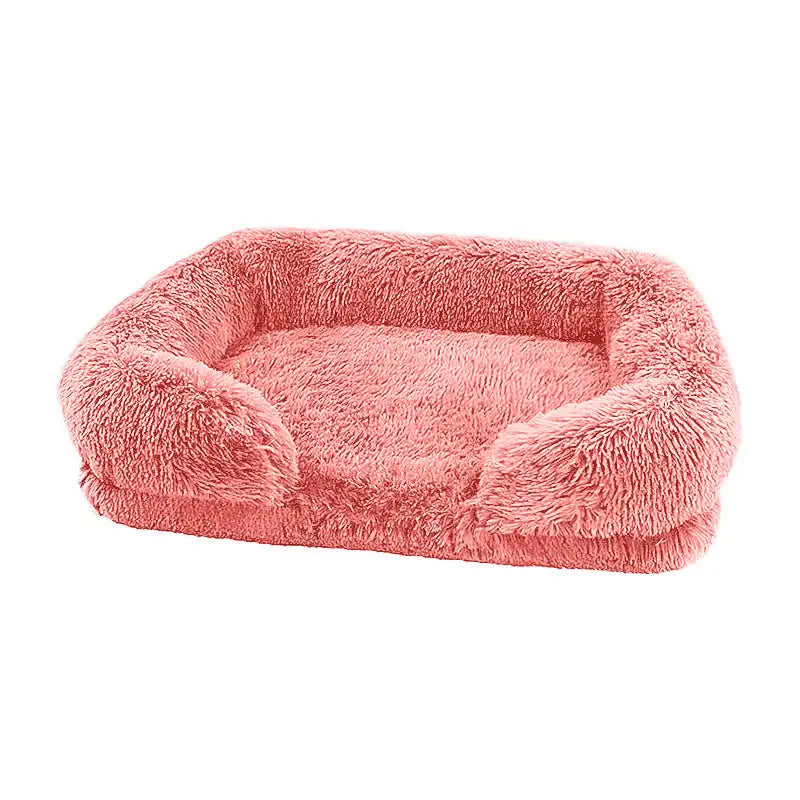Cozy Plush Dog Sofa Bed Square Beds Washable Warm Pet Cushion Orthopedic Faux Fur Memory Foam Lounger Fluffy with Remove Cover IMHABBA Official Store