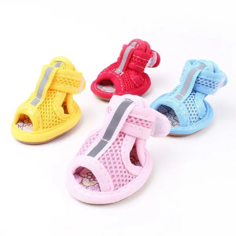4PCS/set Non-slip Summer pet shoes Cute Paws Pets Store