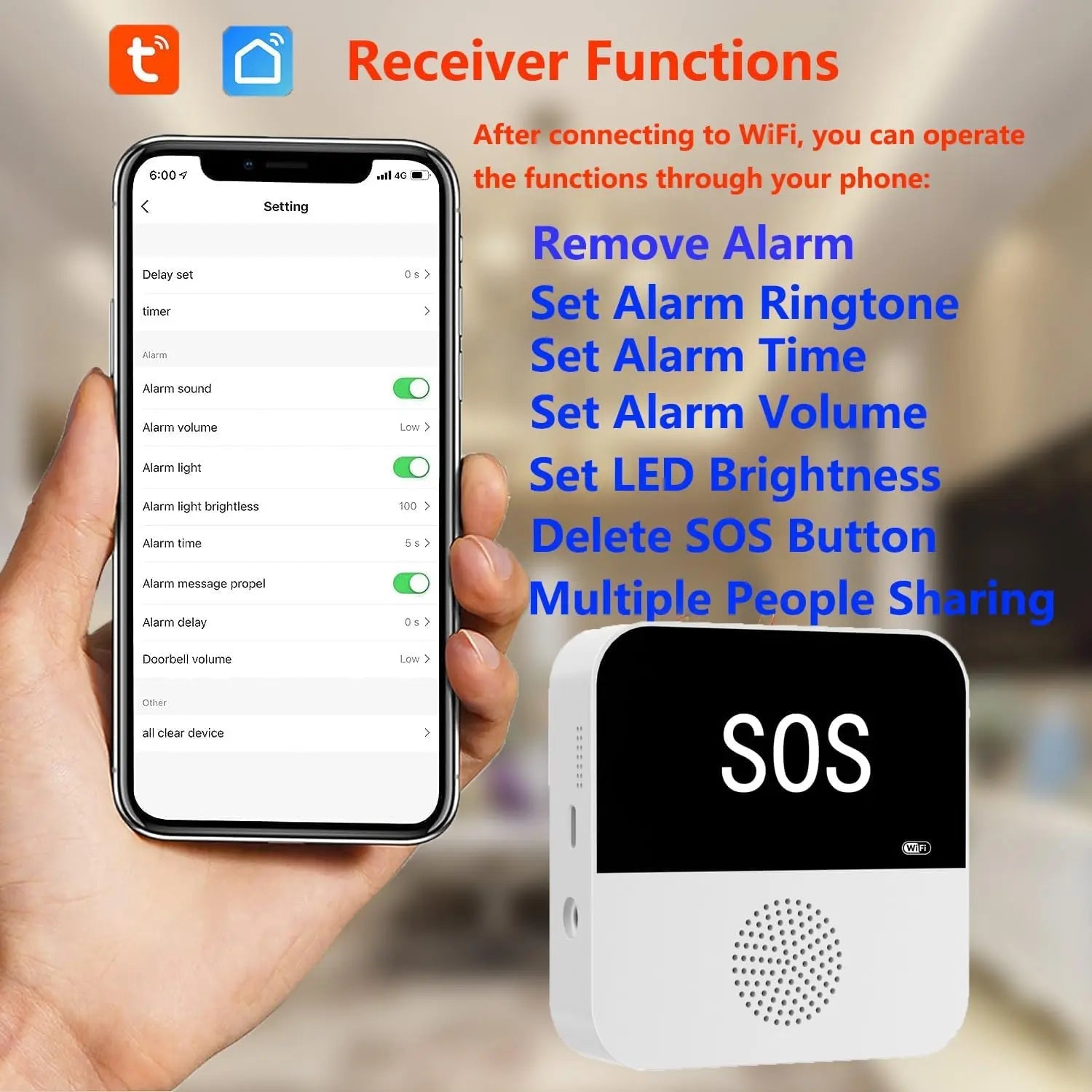 Wireless WiFi Elderly Caregiver Pager SOS Call Button Setu Intelligent Device Store