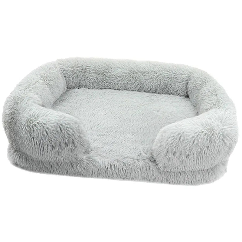 Cozy Plush Dog Sofa Bed Square Beds Washable Warm Pet Cushion Orthopedic Faux Fur Memory Foam Lounger Fluffy with Remove Cover IMHABBA Official Store