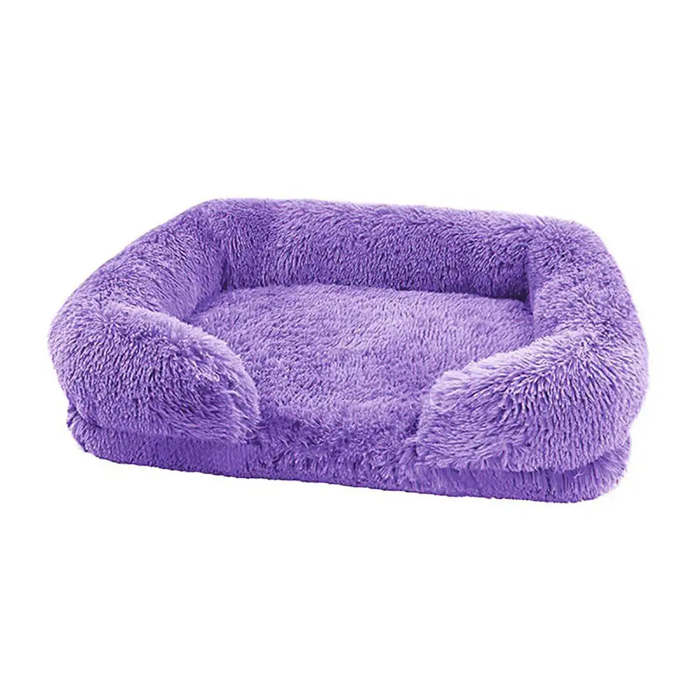Cozy Plush Dog Sofa Bed Square Beds Washable Warm Pet Cushion Orthopedic Faux Fur Memory Foam Lounger Fluffy with Remove Cover IMHABBA Official Store