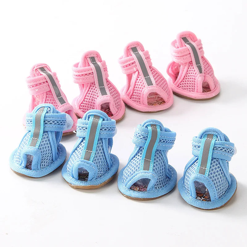 4PCS/set Non-slip Summer pet shoes Cute Paws Pets Store