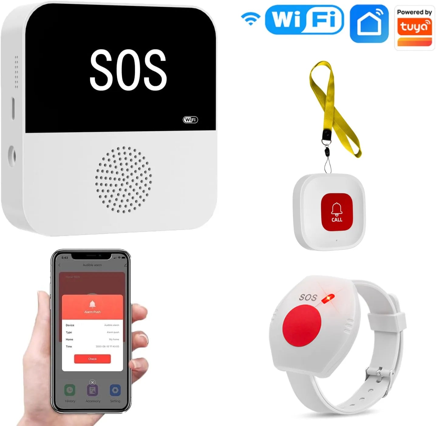 Wireless WiFi Elderly Caregiver Pager SOS Call Button Setu Intelligent Device Store