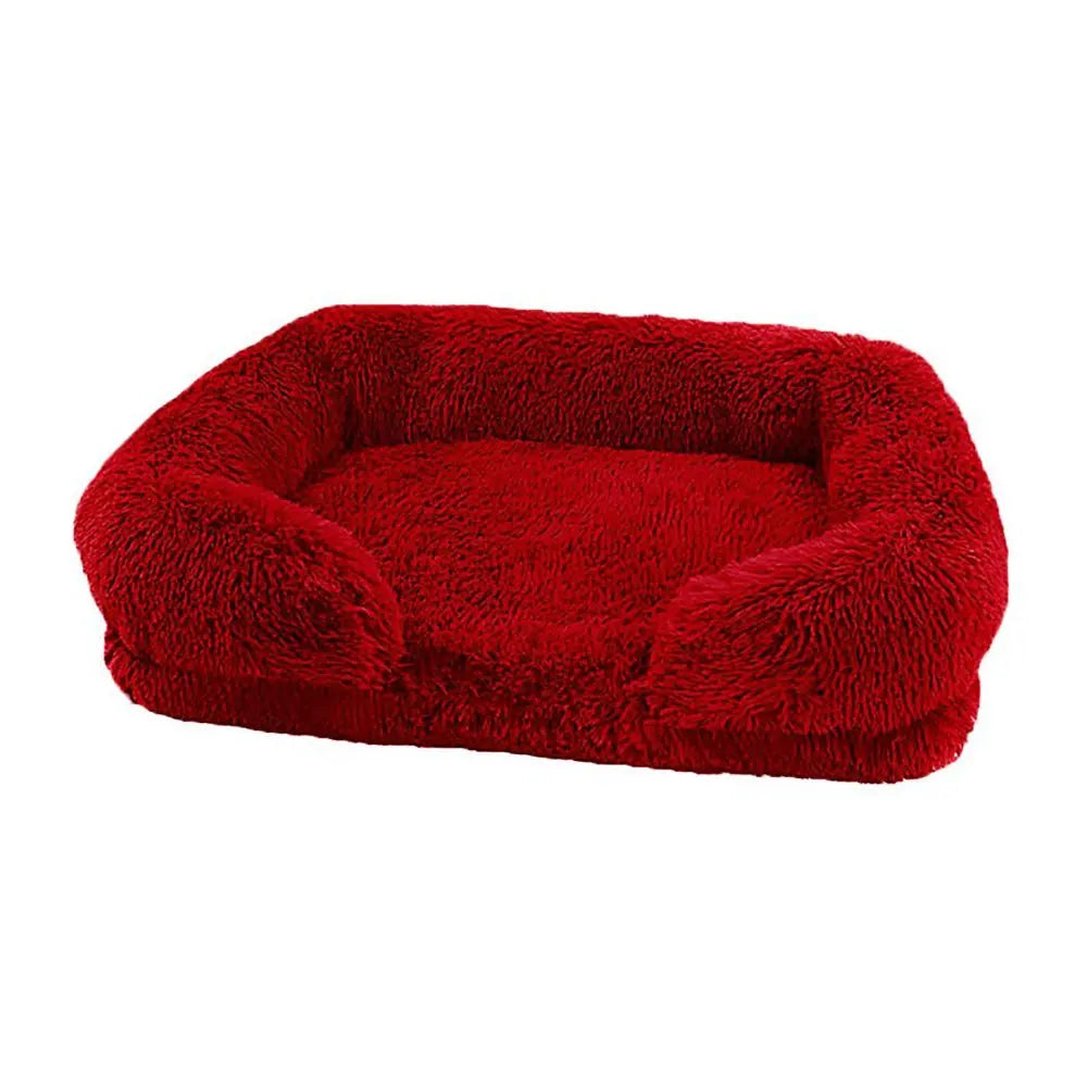 Cozy Plush Dog Sofa Bed Square Beds Washable Warm Pet Cushion Orthopedic Faux Fur Memory Foam Lounger Fluffy with Remove Cover IMHABBA Official Store