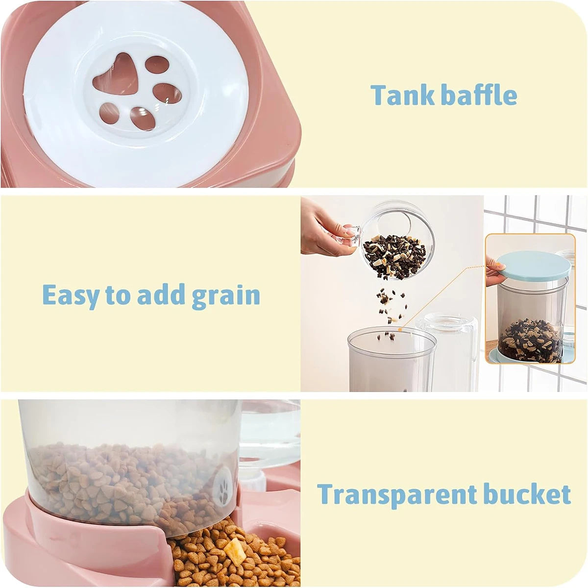 Automatic Cat Feeder Water Dispenser Set, 2 In 1 Tilted Automatic Pet Food And Water Feeder Gravity Food Feeder and Waterer oakeer Official Store