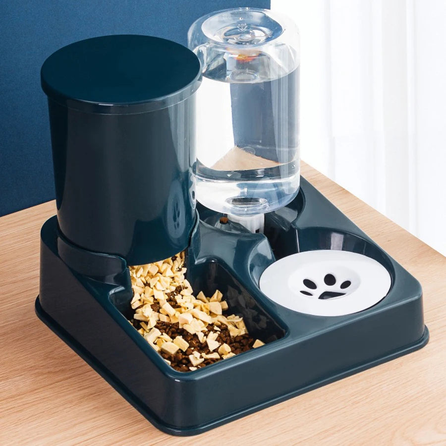 Automatic Cat Feeder Water Dispenser Set, 2 In 1 Tilted Automatic Pet Food And Water Feeder Gravity Food Feeder and Waterer oakeer Official Store