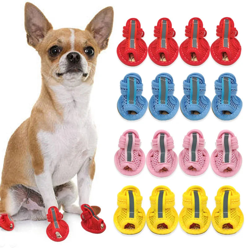 4PCS/set Non-slip Summer pet shoes Cute Paws Pets Store