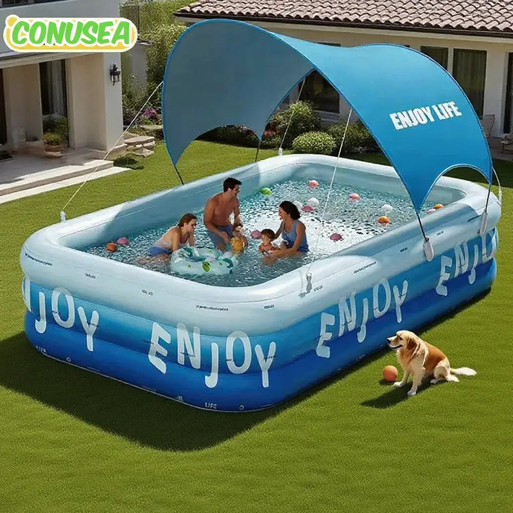 Family Pool, inflatable, covered, 3 sizes CONUSEA Official Store