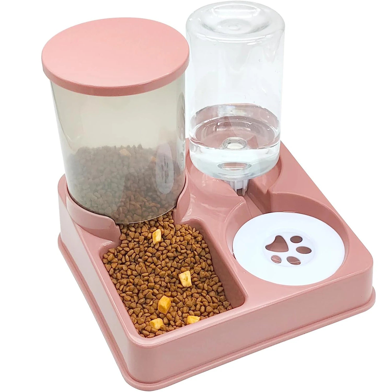 Automatic Cat Feeder Water Dispenser Set, 2 In 1 Tilted Automatic Pet Food And Water Feeder Gravity Food Feeder and Waterer oakeer Official Store