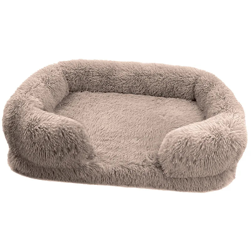 Cozy Plush Dog Sofa Bed Square Beds Washable Warm Pet Cushion Orthopedic Faux Fur Memory Foam Lounger Fluffy with Remove Cover IMHABBA Official Store