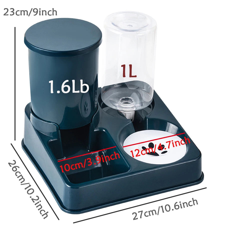 Automatic Cat Feeder Water Dispenser Set, 2 In 1 Tilted Automatic Pet Food And Water Feeder Gravity Food Feeder and Waterer oakeer Official Store