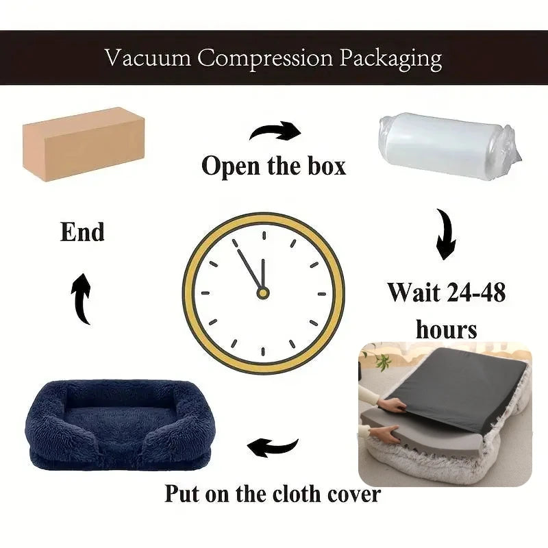 Cozy Plush Dog Sofa Bed Square Beds Washable Warm Pet Cushion Orthopedic Faux Fur Memory Foam Lounger Fluffy with Remove Cover IMHABBA Official Store